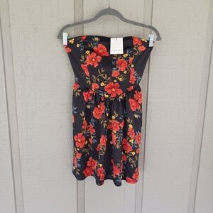 Park And Fifth Cordova Strapless Mini Dress Size S Floral Boning In Camelia